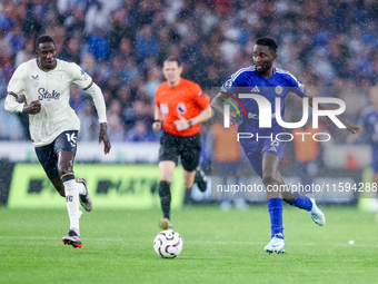 Wilfred Ndidi of Leicester City in attacking action during the Premier League match between Leicester City and Everton at the King Power Sta...