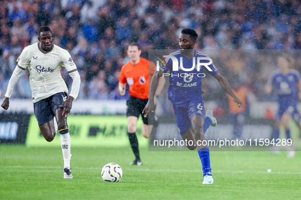 Wilfred Ndidi of Leicester City in attacking action during the Premier League match between Leicester City and Everton at the King Power Sta...