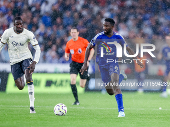 Wilfred Ndidi of Leicester City in attacking action during the Premier League match between Leicester City and Everton at the King Power Sta...