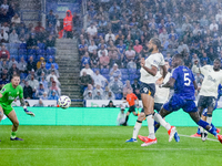 Action in the Everton goal area during the Premier League match between Leicester City and Everton at the King Power Stadium in Leicester, E...