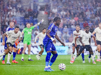 Stephy Mavididi of Leicester City is on the ball as Leicester presses for the equalizer during the Premier League match between Leicester Ci...