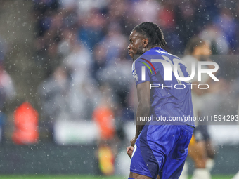 #10, Stephy Mavididi of Leicester City watches his effort hit the back of the net during the Premier League match between Leicester City and...