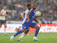 Jordan Ayew of Leicester City is in action with the ball during the Premier League match between Leicester City and Everton at the King Powe...