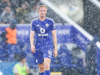 Victor Kristiansen of Leicester City during the Premier League match between Leicester City and Everton at the King Power Stadium in Leicest...