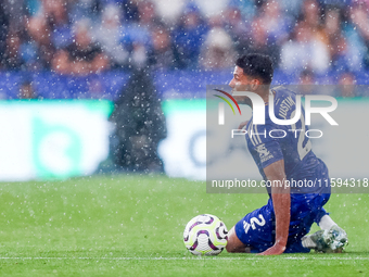 James Justin of Leicester City during the Premier League match between Leicester City and Everton at the King Power Stadium in Leicester, En...