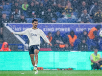 Ilman Ndiaye of Everton crosses the ball during the Premier League match between Leicester City and Everton at the King Power Stadium in Lei...