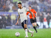 Dwight McNeil of Everton on the ball during the Premier League match between Leicester City and Everton at the King Power Stadium in Leicest...