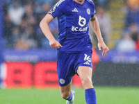 Victor Kristiansen of Leicester City handles the ball during the Premier League match between Leicester City and Everton at the King Power S...