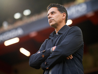 Michel Sanchez, head coach of Girona FC, looks on prior to the LaLiga EA Sports match between Valencia CF and Girona FC at Mestalla Stadium...