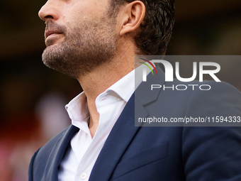 Ruben Baraja, head coach of Valencia CF, looks on prior to the LaLiga EA Sports match between Valencia CF and Girona FC at Mestalla stadium...