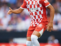 Arnaut Danjuma of Girona FC is in action during the LaLiga EA Sports match between Valencia CF and Girona FC at Mestalla stadium in Valencia...