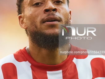 Arnaut Danjuma of Girona FC looks on during the LaLiga EA Sports match between Valencia CF and Girona FC at Mestalla stadium in Valencia, Sp...