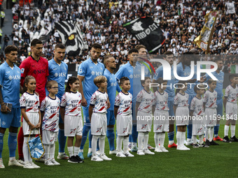 Napoli players pose for a photograph before the Serie A football match number 5, Juventus vs. Napoli, in Turin, Piedmont, Italy, on Septembe...