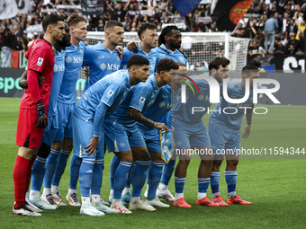 Napoli players pose for a photograph before the Serie A football match number 5, Juventus vs. Napoli, in Turin, Piedmont, Italy, on Septembe...