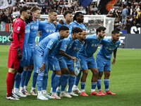 Napoli players pose for a photograph before the Serie A football match number 5, Juventus vs. Napoli, in Turin, Piedmont, Italy, on Septembe...