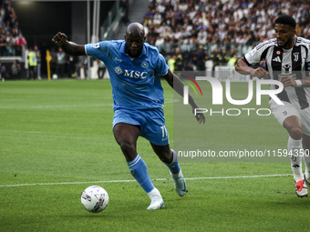 Napoli forward Romelu Lukaku (11) is in action during the Serie A football match number 5 between Juventus and Napoli in Turin, Piedmont, It...