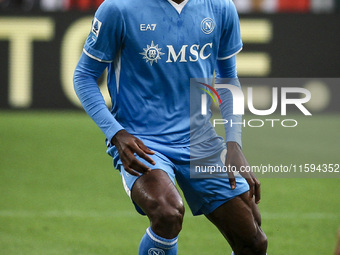 Napoli midfielder Andre-Frank Anguissa (99) is in action during the Serie A football match number 5 between Juventus and Napoli at the Allia...