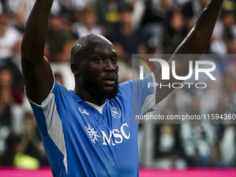 Napoli forward Romelu Lukaku (11) gestures during the Serie A football match number 5 between Juventus and Napoli in Turin, Piedmont, Italy,...