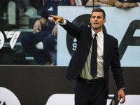 Juventus coach Thiago Motta gestures during the Serie A football match number 5 between Juventus and Napoli at the Allianz Stadium in Turin,...