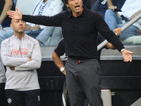 Napoli coach Antonio Conte gestures during the Serie A football match number 5 between Juventus and Napoli in Turin, Piedmont, Italy, on Sep...