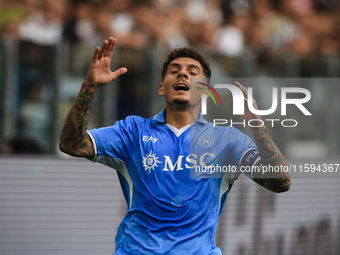 Napoli defender Giovanni Di Lorenzo (22) shows dejection during the Serie A football match number 5 between Juventus and Napoli in Turin, Pi...