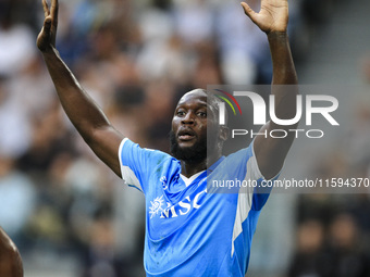 Napoli forward Romelu Lukaku (11) gestures during the Serie A football match number 5 between Juventus and Napoli in Turin, Piedmont, Italy,...