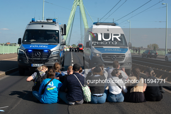 Several counter-protesters block the road for the ''Pro-Life March'' as thousands of people take part in the annual pro-life demonstration o...