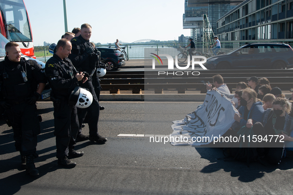 Several counter-protesters block the road for the ''Pro-Life March'' as thousands of people take part in the annual pro-life demonstration o...