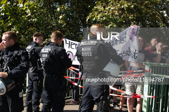 Police block the counter-protesters as thousands of people take part in the annual pro-life demonstration organized by pro-life organization...