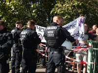 Police block the counter-protesters as thousands of people take part in the annual pro-life demonstration organized by pro-life organization...