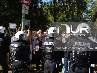 Police block the counter-protesters as thousands of people take part in the annual pro-life demonstration organized by pro-life organization...