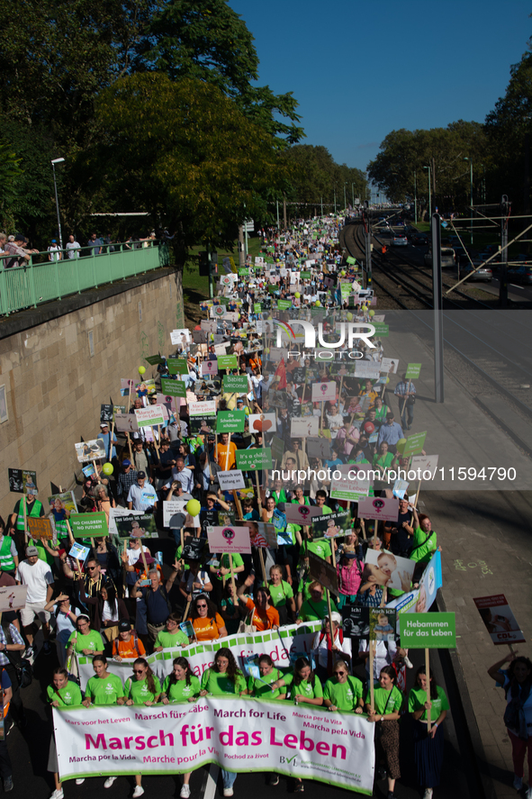 Thousands of people take part in an annual pro-life demonstration organized by pro-life organizations to make a statement against abortion i...