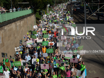 Thousands of people take part in an annual pro-life demonstration organized by pro-life organizations to make a statement against abortion i...