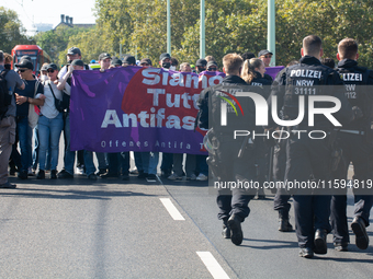 Several counter-protesters block the road for the ''Pro-Life March'' as thousands of people take part in the annual pro-life demonstration o...