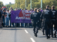 Several counter-protesters block the road for the ''Pro-Life March'' as thousands of people take part in the annual pro-life demonstration o...