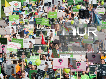 Thousands of people take part in an annual pro-life demonstration organized by pro-life organizations to make a statement against abortion i...