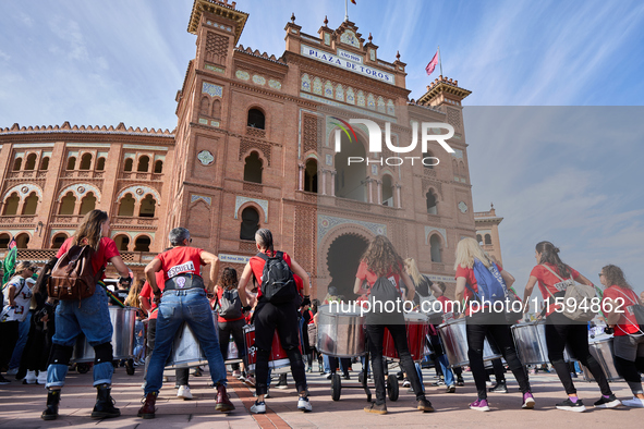 A demonstration for the abolition of bullfighting takes place in Madrid, Spain, on September 21, 2024. 