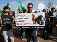 A demonstration for the abolition of bullfighting takes place in Madrid, Spain, on September 21, 2024. (