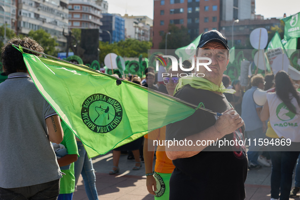 A demonstration for the abolition of bullfighting takes place in Madrid, Spain, on September 21, 2024. 