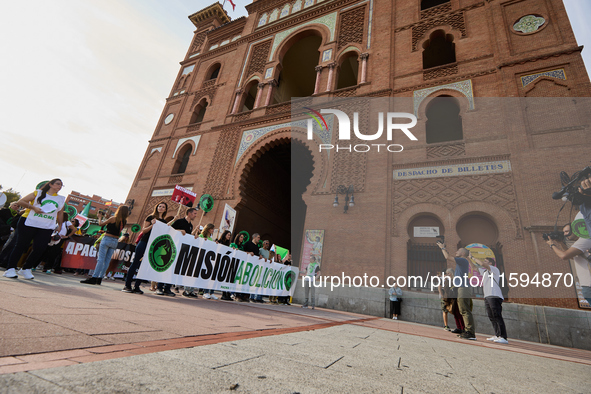 A demonstration for the abolition of bullfighting takes place in Madrid, Spain, on September 21, 2024. 