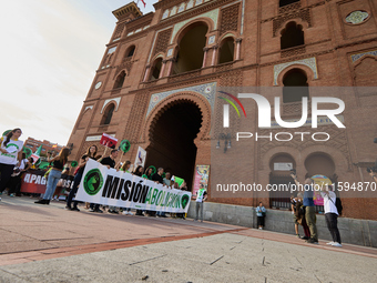 A demonstration for the abolition of bullfighting takes place in Madrid, Spain, on September 21, 2024. (