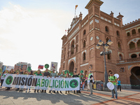 A demonstration for the abolition of bullfighting takes place in Madrid, Spain, on September 21, 2024. (