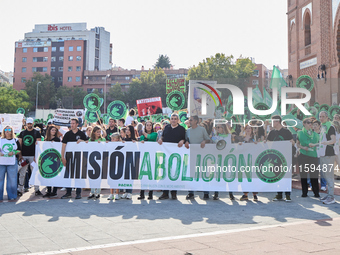 A demonstration for the abolition of bullfighting takes place in Madrid, Spain, on September 21, 2024. (