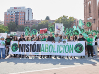 A demonstration for the abolition of bullfighting takes place in Madrid, Spain, on September 21, 2024. (