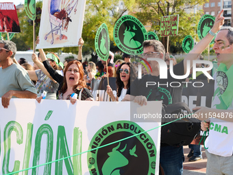 A demonstration for the abolition of bullfighting takes place in Madrid, Spain, on September 21, 2024. (