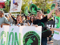 A demonstration for the abolition of bullfighting takes place in Madrid, Spain, on September 21, 2024. (