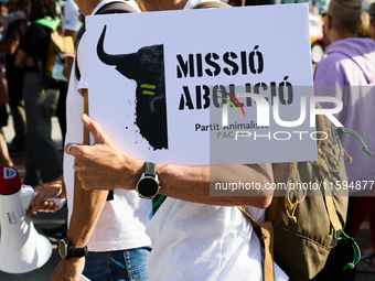 A demonstration for the abolition of bullfighting takes place in Madrid, Spain, on September 21, 2024. (