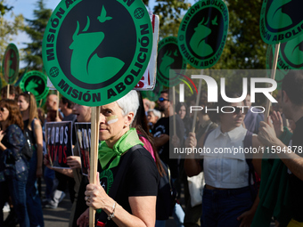 A demonstration for the abolition of bullfighting takes place in Madrid, Spain, on September 21, 2024. (