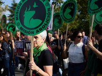 A demonstration for the abolition of bullfighting takes place in Madrid, Spain, on September 21, 2024. (