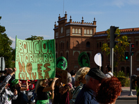 A demonstration for the abolition of bullfighting takes place in Madrid, Spain, on September 21, 2024. (